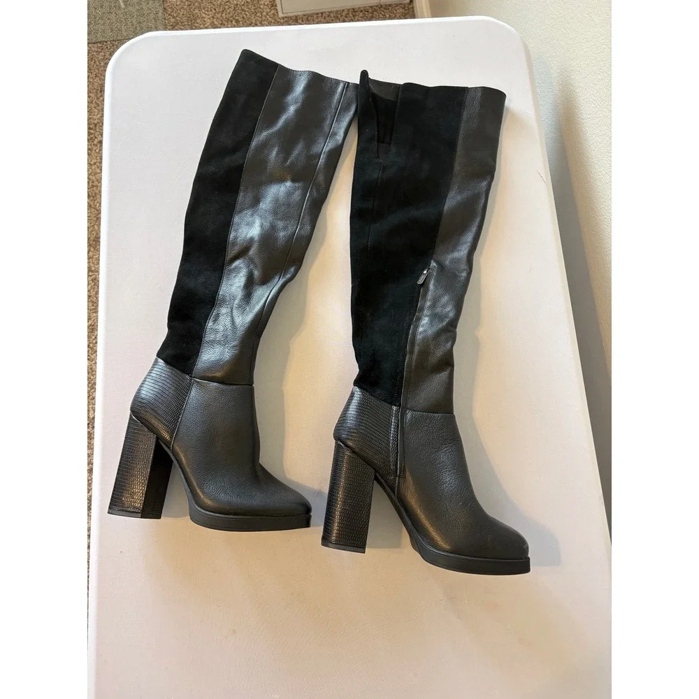 Circus by Sam Edelman Howell Black Over The Knee Block Heel Boots 7.5M